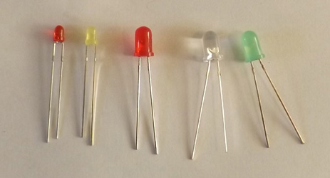 common colours for leds are red yellow green and blue